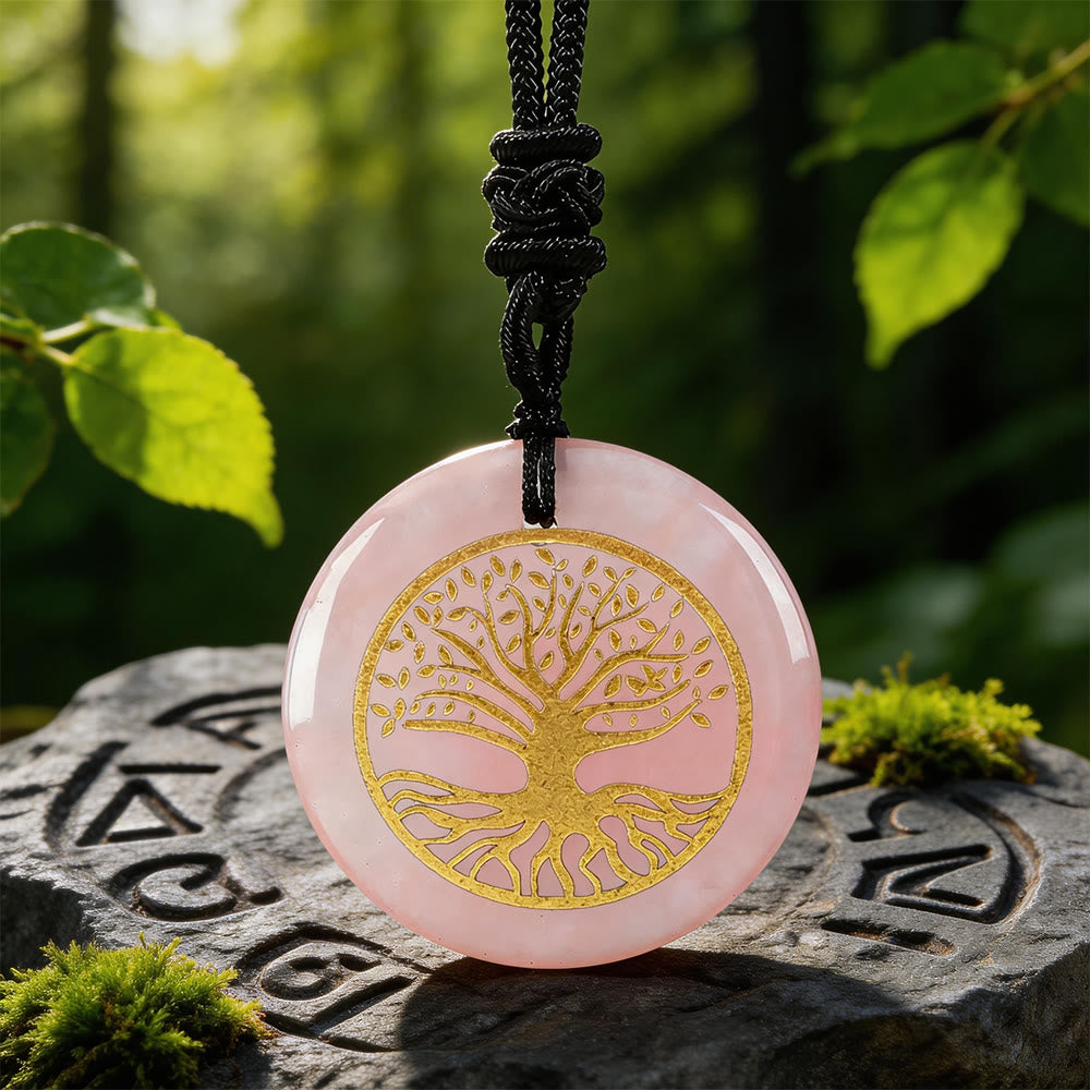 WorldNorse Yggdrasil Lebenswurzel-Kristallkette - Rosenquarz - image 4
