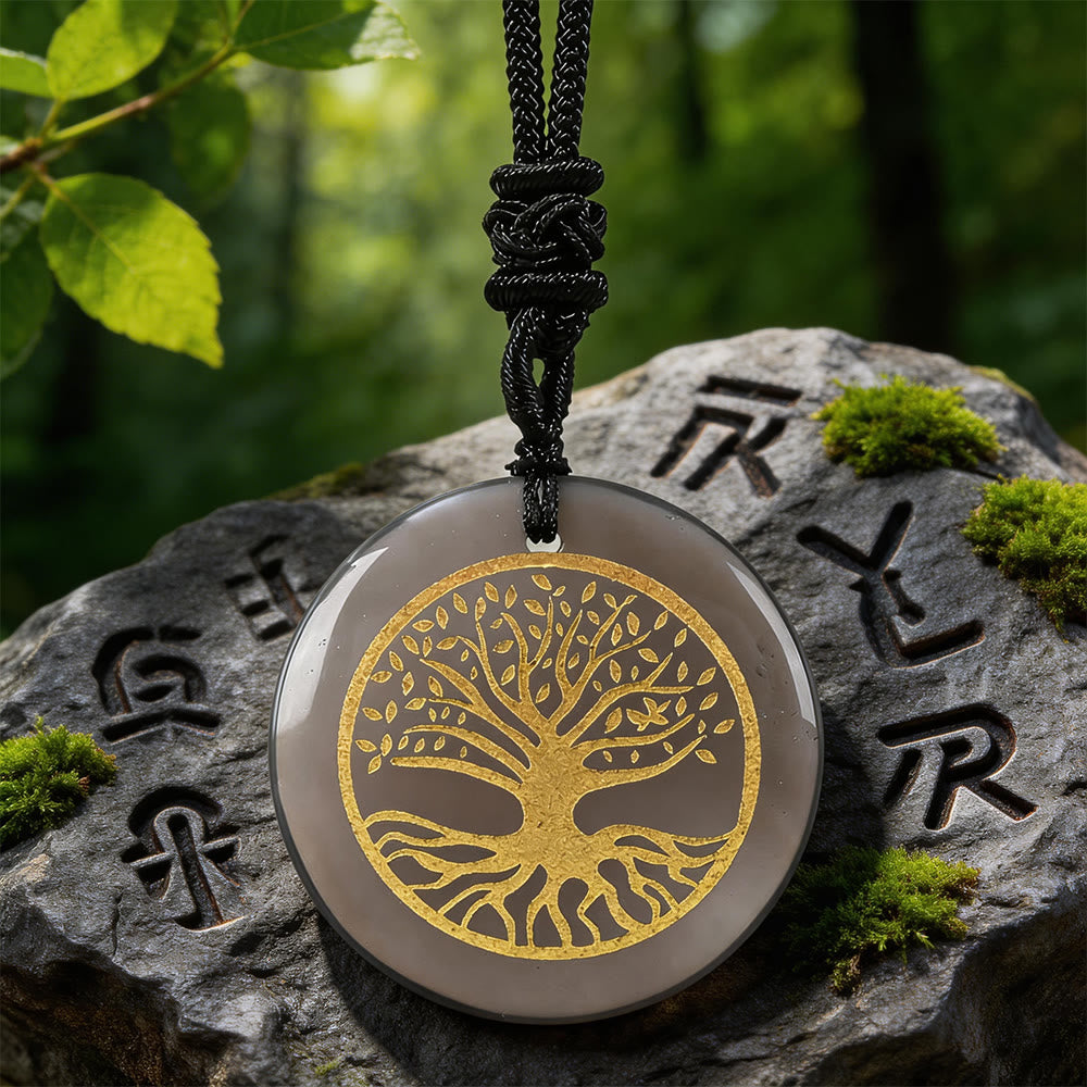 WorldNorse Yggdrasil Lebenswurzel-Kristallkette - Klarer Achat - image 10