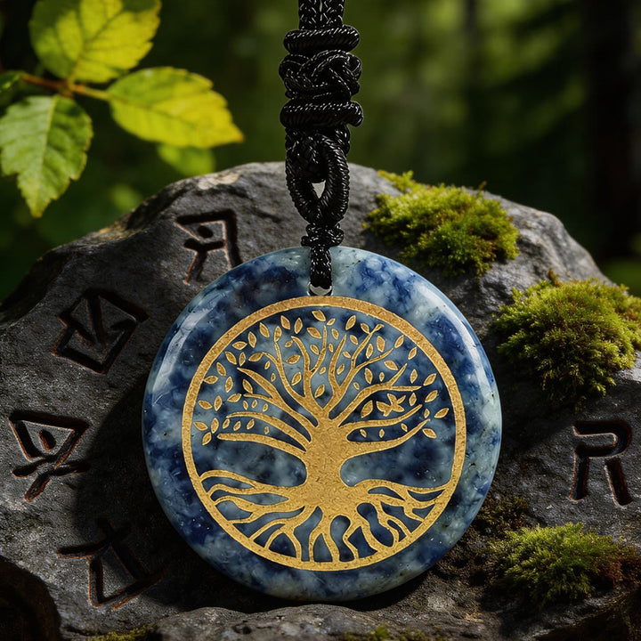 WorldNorse Yggdrasil Lebenswurzel-Kristallkette - Blauer Fleckenjaspis - image 11