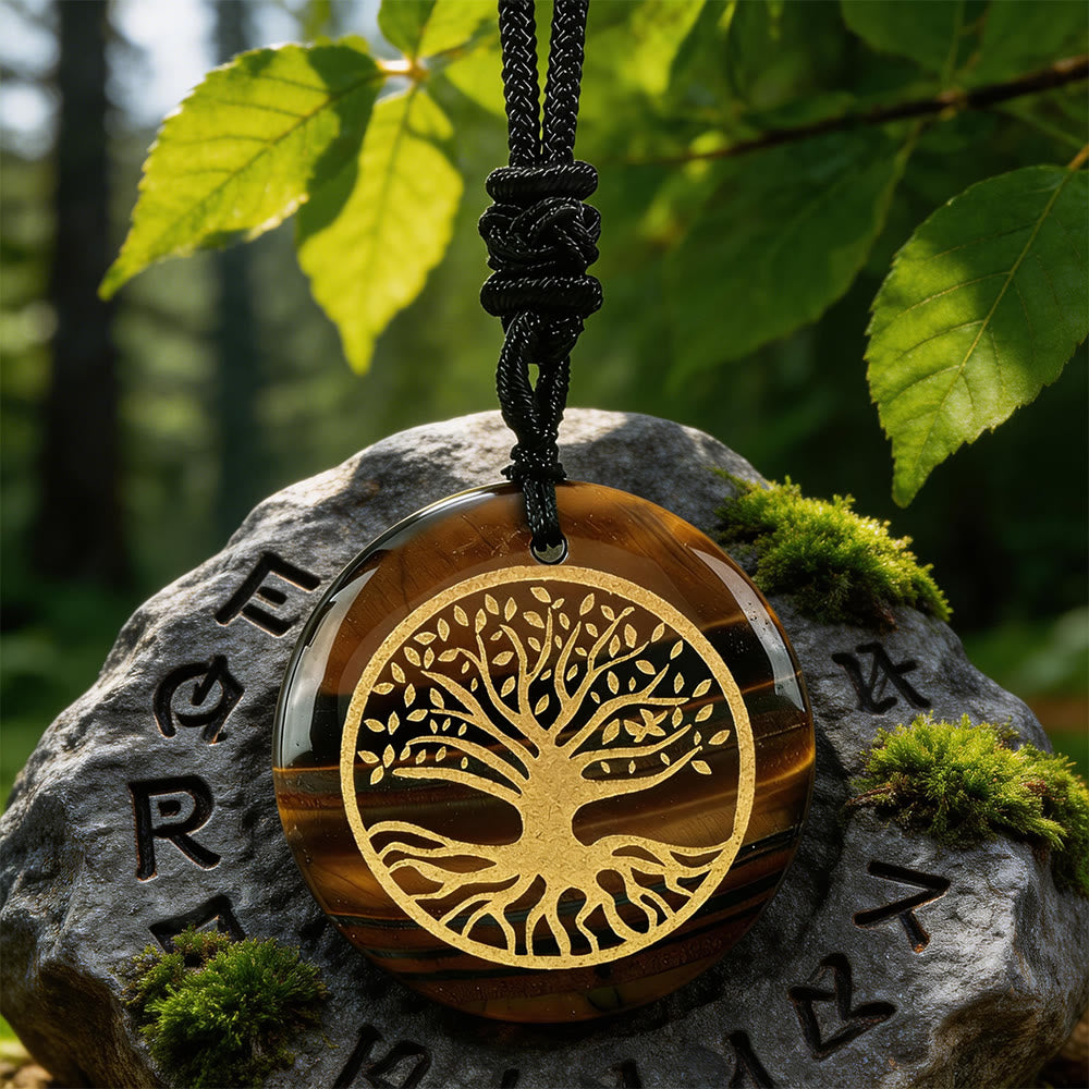WorldNorse Yggdrasil Lebenswurzel-Kristallkette - Tigerauge - image 2