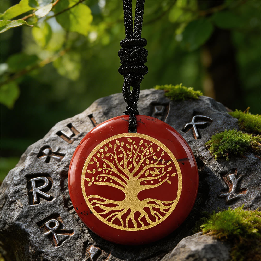 WorldNorse Yggdrasil Lebenswurzel-Kristallkette - Roter Jaspis - image 5