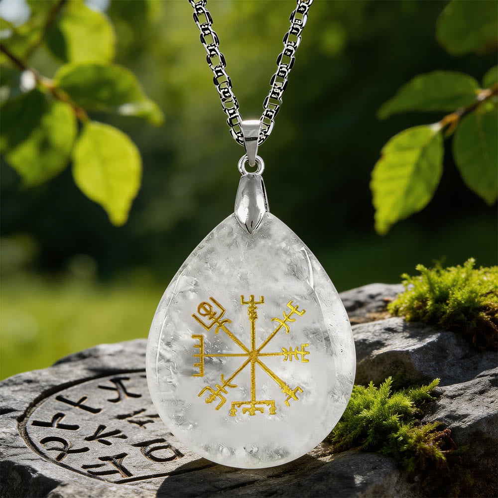 WorldNorse Viking Vegvisir Reise Schutzkristallkette - Klarer Quarz - image 11