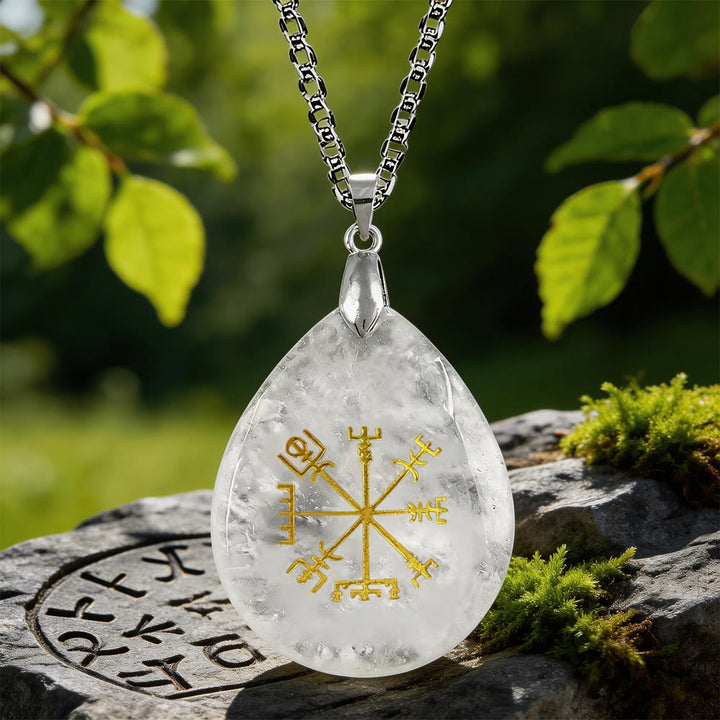 WorldNorse Viking Vegvisir Reise Schutzkristallkette - Klarer Quarz - image 11