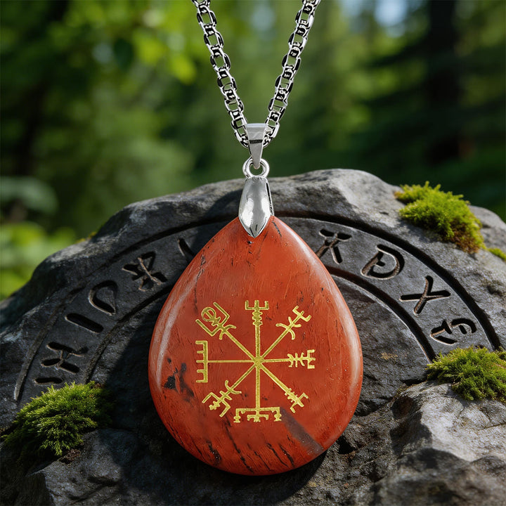 WorldNorse Viking Vegvisir Reise Schutzkristallkette - Roter Jaspis - image 10