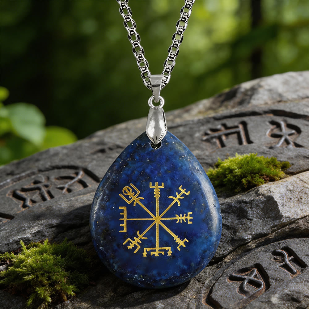 WorldNorse Viking Vegvisir Reise Schutzkristallkette - Lapislazuli - image 9