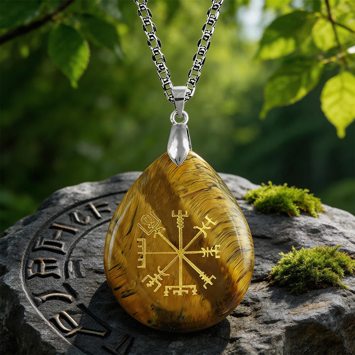 WorldNorse Viking Vegvisir Reise Schutzkristallkette - Tigerauge - image 4