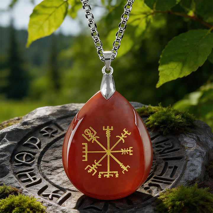 WorldNorse Viking Vegvisir Reise Schutzkristallkette - Roter Achat - image 8