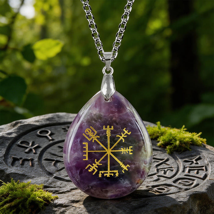 WorldNorse Viking Vegvisir Reise Schutzkristallkette - Amethyst - image 6