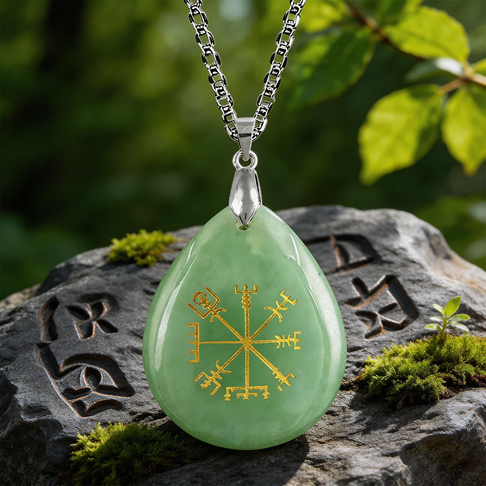 WorldNorse Viking Vegvisir Reise Schutzkristallkette - Grüner Aventurin - image 7