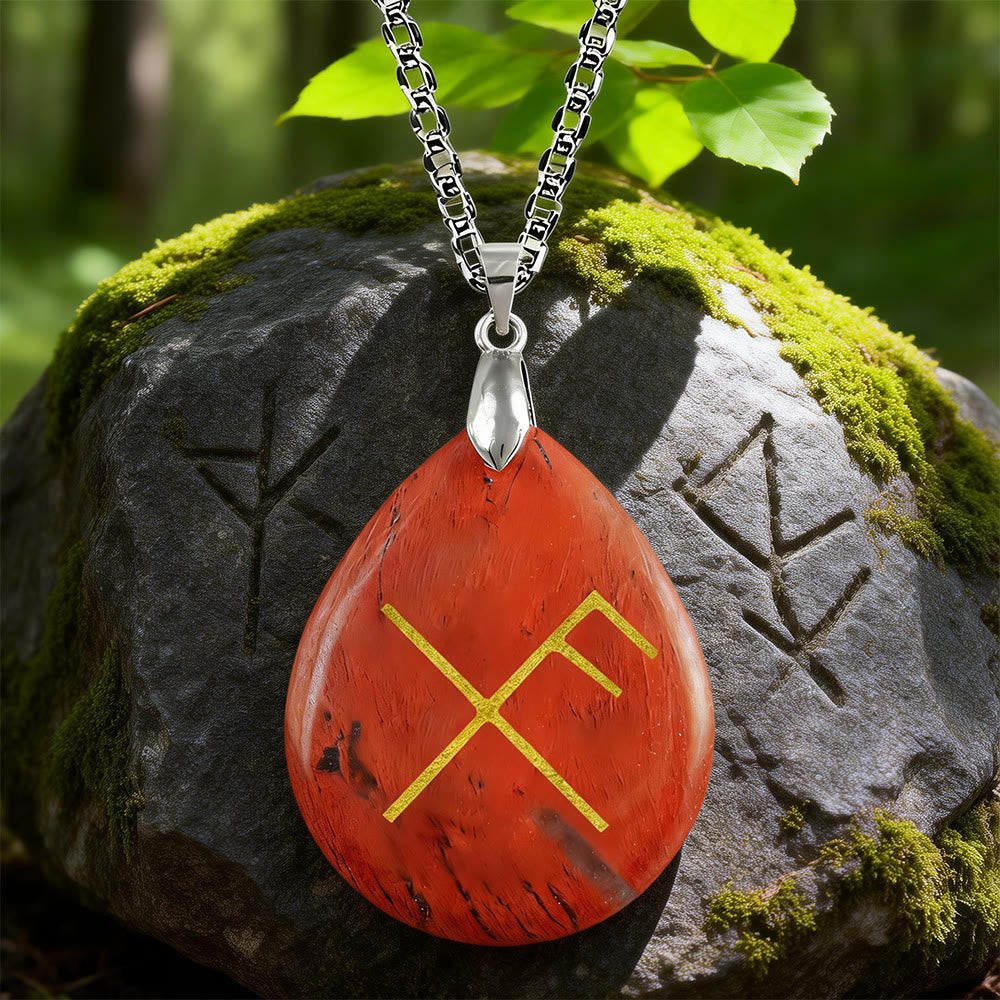 WorldNorse Viking Gibo Auja Tropfenförmige Kristallkette - Roter Jaspis - image 9