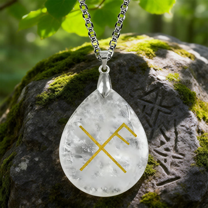WorldNorse Viking Gibo Auja Tropfenförmige Kristallkette - Klarer Quarz - image 10