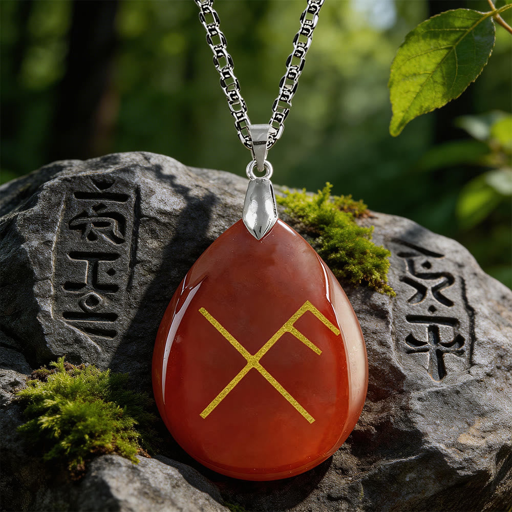 WorldNorse Viking Gibo Auja Tropfenförmige Kristallkette - Roter Achat - image 7