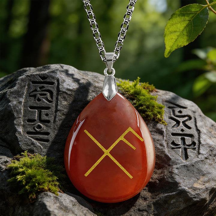 WorldNorse Viking Gibo Auja Tropfenförmige Kristallkette - Roter Achat - image 7