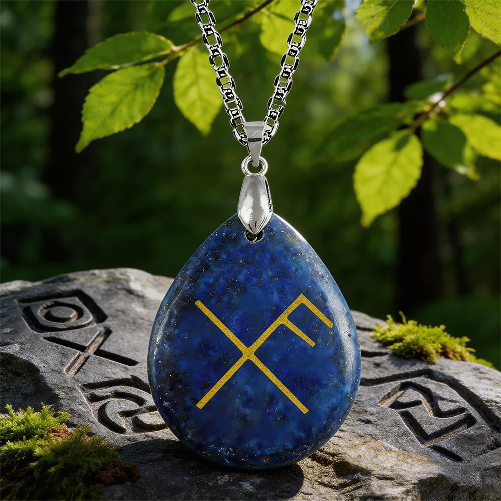 WorldNorse Viking Gibo Auja Tropfenförmige Kristallkette - Lapislazuli - image 8
