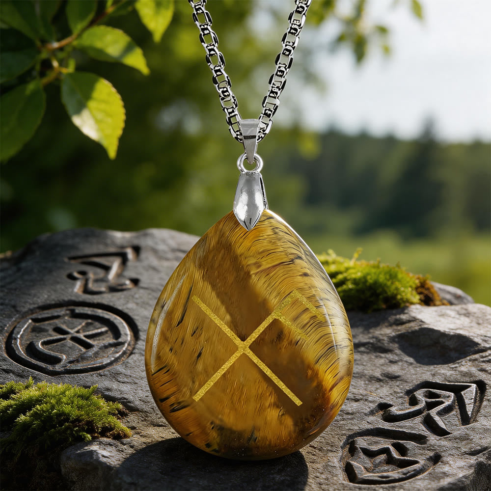 WorldNorse Viking Gibo Auja Tropfenförmige Kristallkette - Tigerauge - image 3