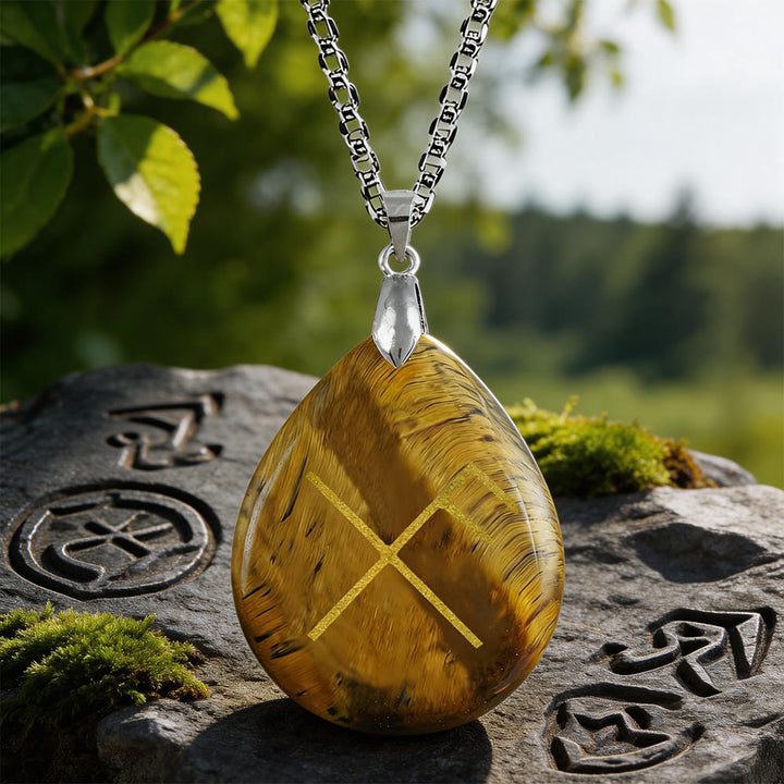 WorldNorse Viking Gibo Auja Tropfenförmige Kristallkette - Tigerauge - image 3
