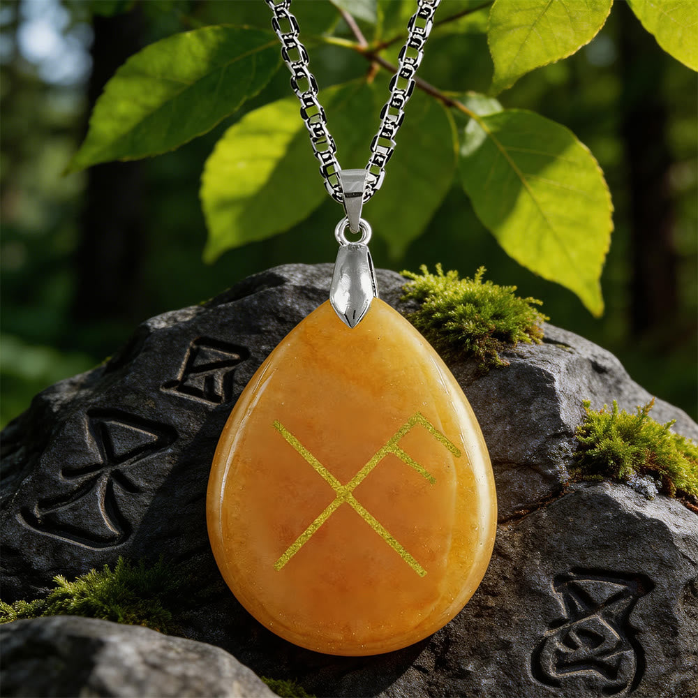 WorldNorse Viking Gibo Auja Tropfenförmige Kristallkette - Roter Aventurin - image 2