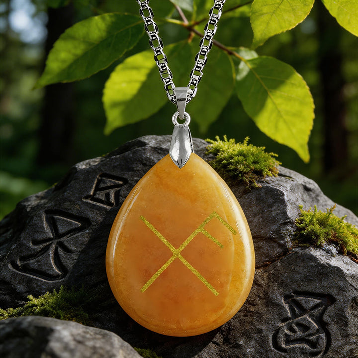 WorldNorse Viking Gibo Auja Tropfenförmige Kristallkette - Roter Aventurin - image 2