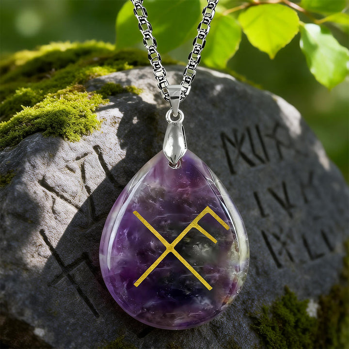 WorldNorse Viking Gibo Auja Tropfenförmige Kristallkette - Amethyst - image 5