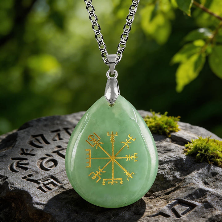 WorldNorse Vegvisir Kompass Pfadwächter Kristallkette - Grüner Aventurin - image 7