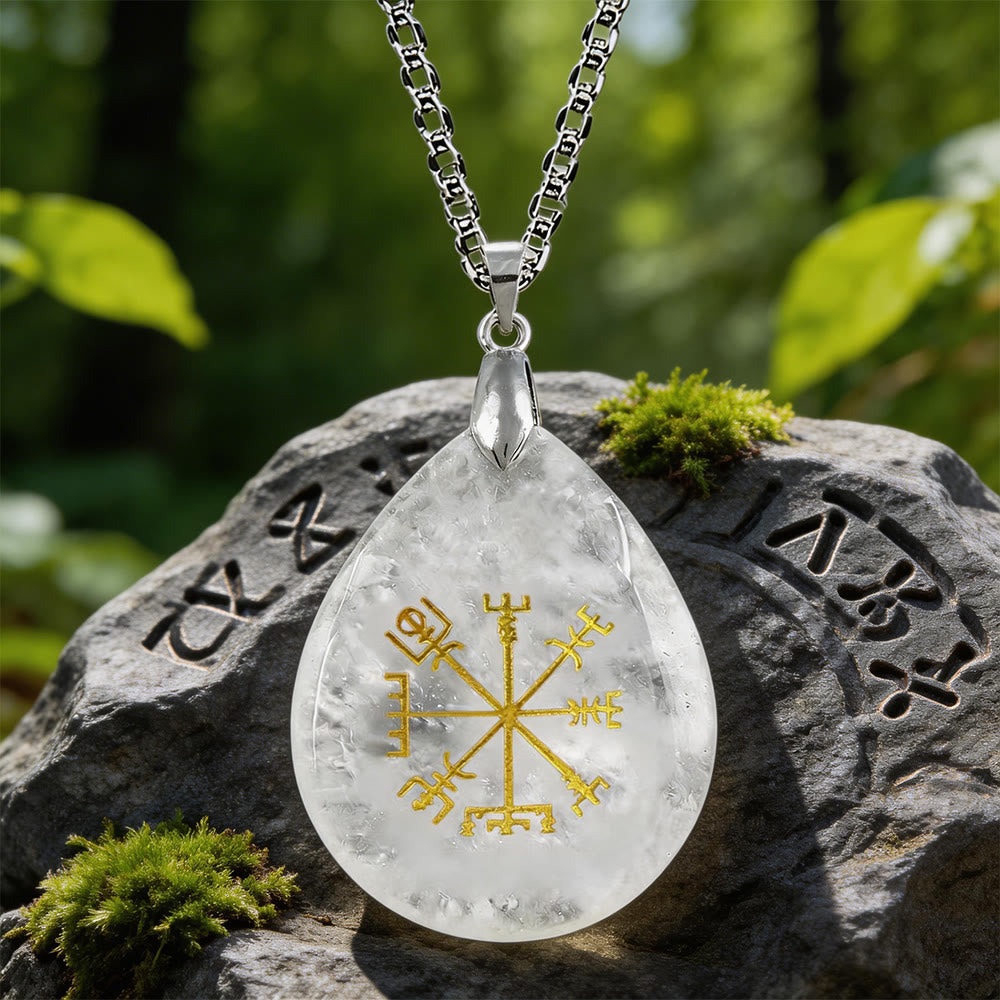 WorldNorse Vegvisir Kompass Pfadwächter Kristallkette - Klarer Quarz - image 11