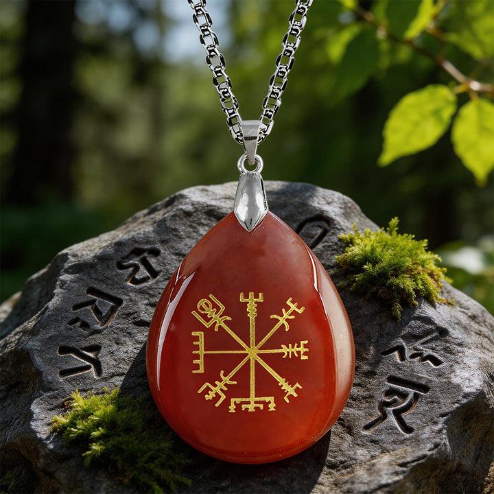 WorldNorse Vegvisir Kompass Pfadwächter Kristallkette - Roter Achat - image 8