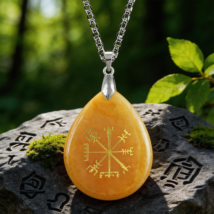 WorldNorse Vegvisir Kompass Pfadwächter Kristallkette - Roter Aventurin - image 3