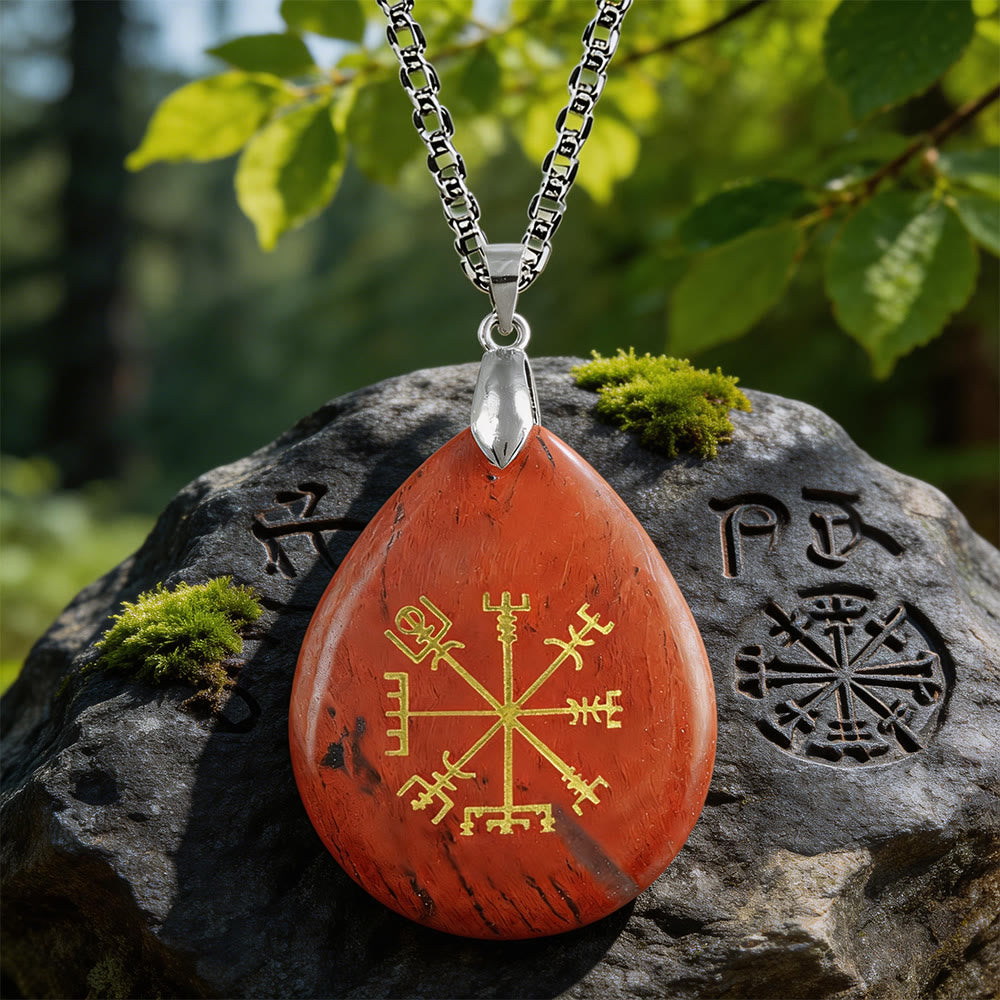 WorldNorse Vegvisir Kompass Pfadwächter Kristallkette - Roter Jaspis - image 10