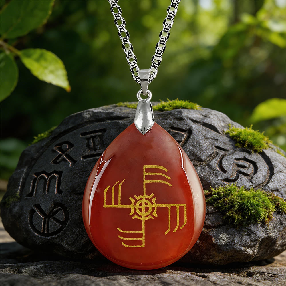 WorldNorse Ginfaxi Rune -Kristallkette - Roter Achat - image 7