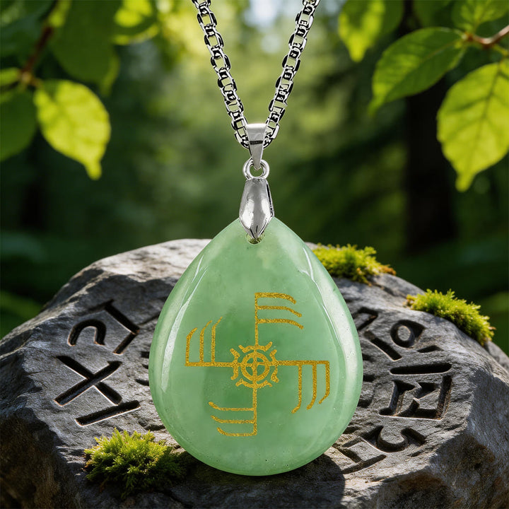 WorldNorse Ginfaxi Rune -Kristallkette - Grüner Aventurin - image 6
