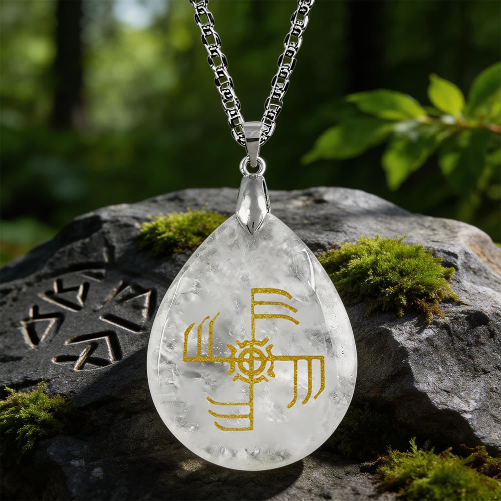 WorldNorse Ginfaxi Rune -Kristallkette - Klarer Quarz - image 10