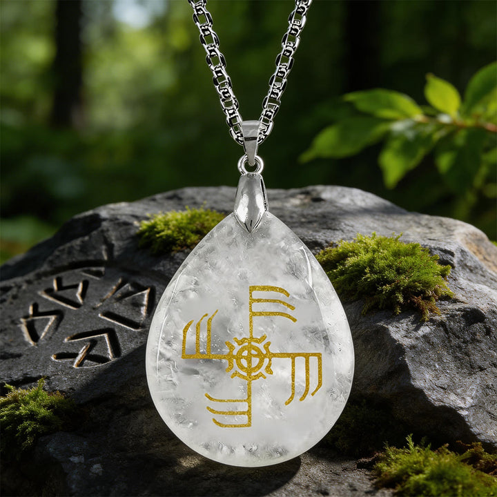 WorldNorse Ginfaxi Rune -Kristallkette - Klarer Quarz - image 10