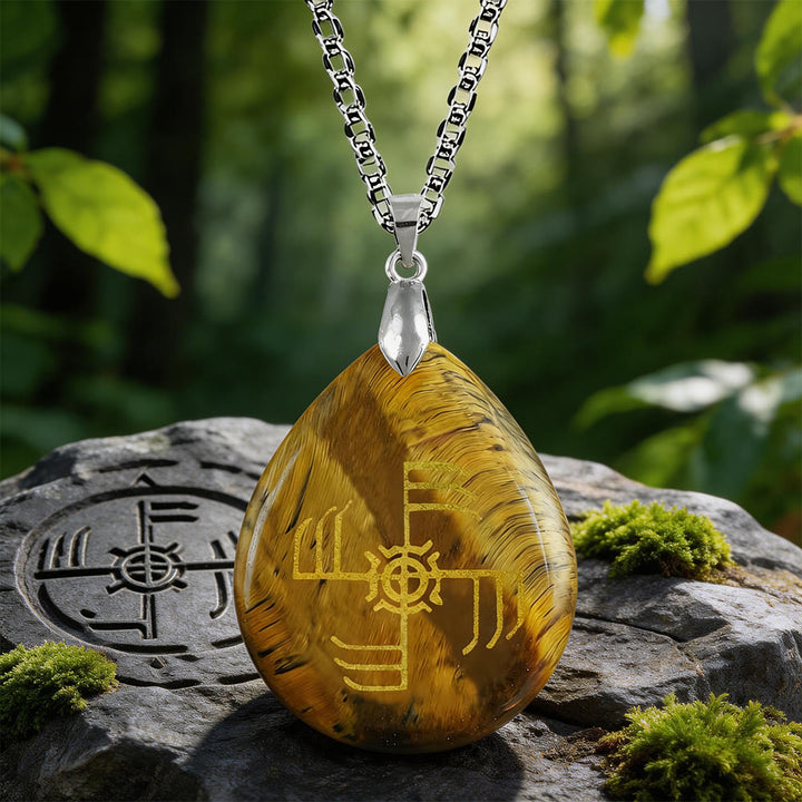 WorldNorse Ginfaxi Rune -Kristallkette - Tigerauge - image 4
