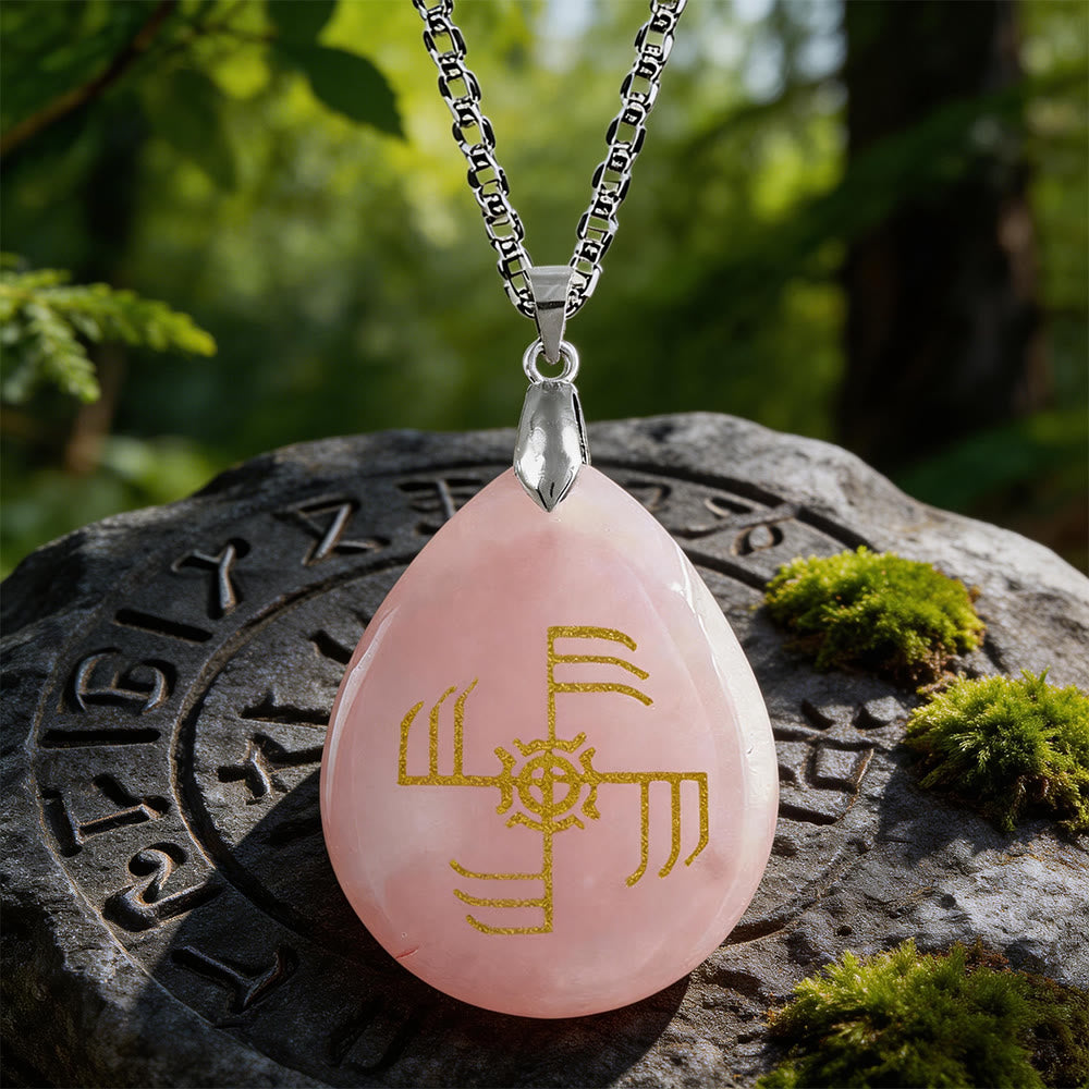 WorldNorse Ginfaxi Rune -Kristallkette - Rosenquarz - image 0