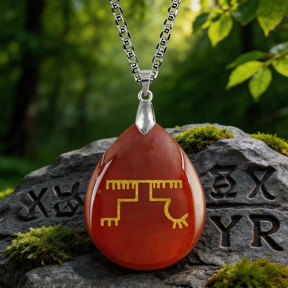 WorldNorse Gapaldur Standhafter Rune -Halskette - Roter Achat - image 7