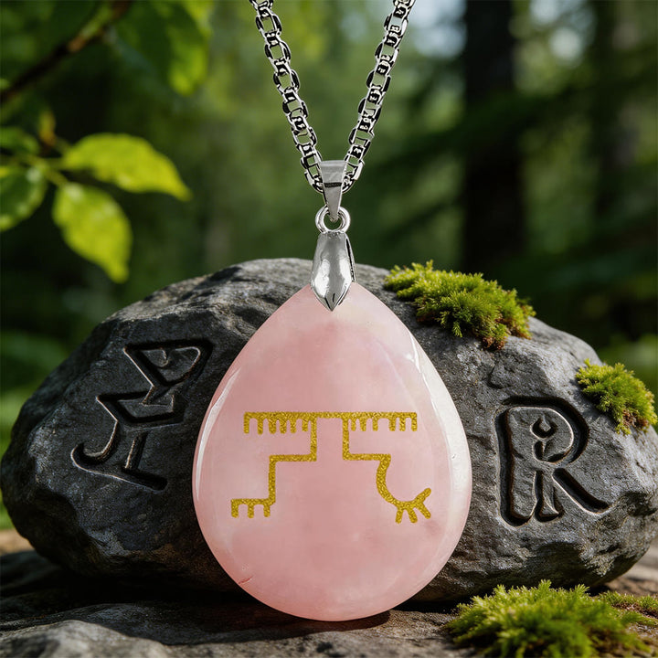 WorldNorse Gapaldur Standhafter Rune -Halskette - Rosenquarz - image 4