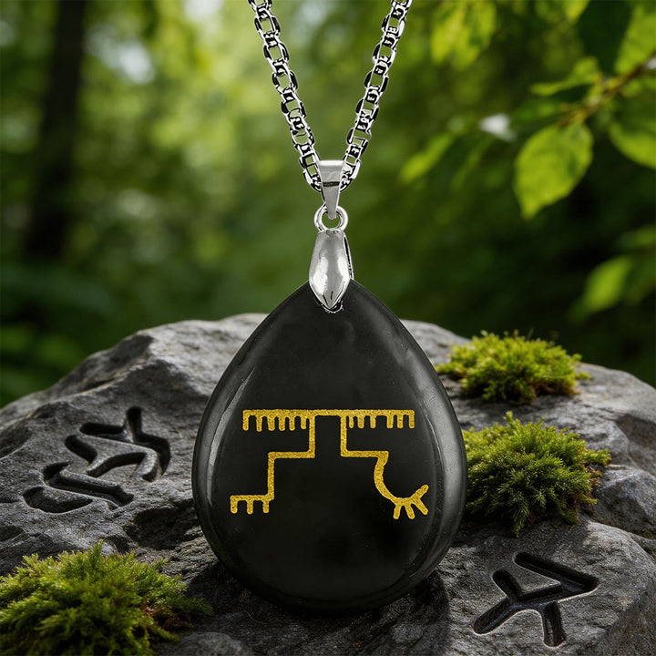 WorldNorse Gapaldur Standhafter Rune -Halskette - Schwarzer Obsidian - image 0