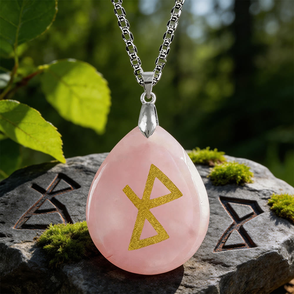 WorldNorse Heilende Harmonie Rune -Halskette - Rosenquarz - image 5