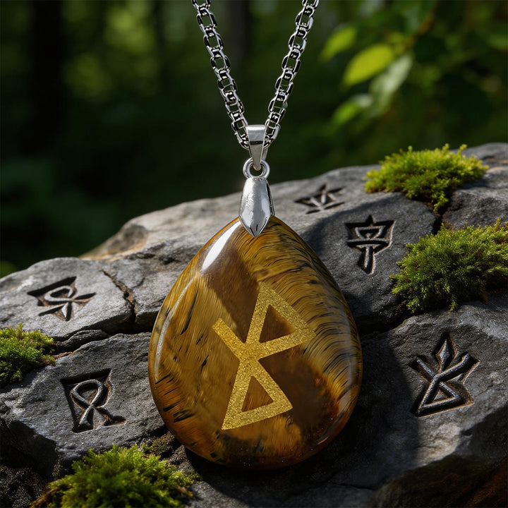 WorldNorse Heilende Harmonie Rune -Halskette - Tigerauge - image 4