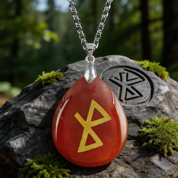 WorldNorse Heilende Harmonie Rune -Halskette - Roter Achat - image 7