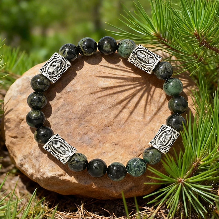 WorldNorse Wikinger- Rune -Talisman-Schutz-Kristallperlenarmband - Kambamba Jasper - image 6