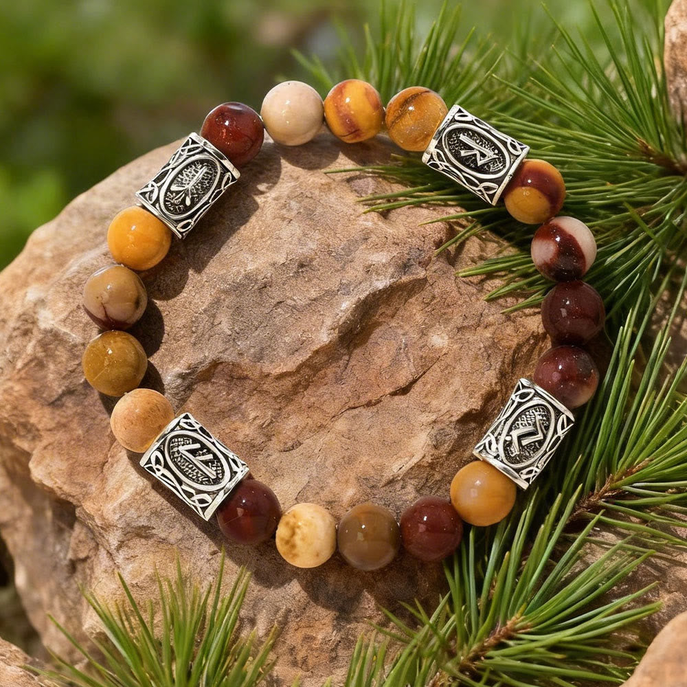 WorldNorse Wikinger- Rune -Talisman-Schutz-Kristallperlenarmband - Mookait-Jaspis - image 5