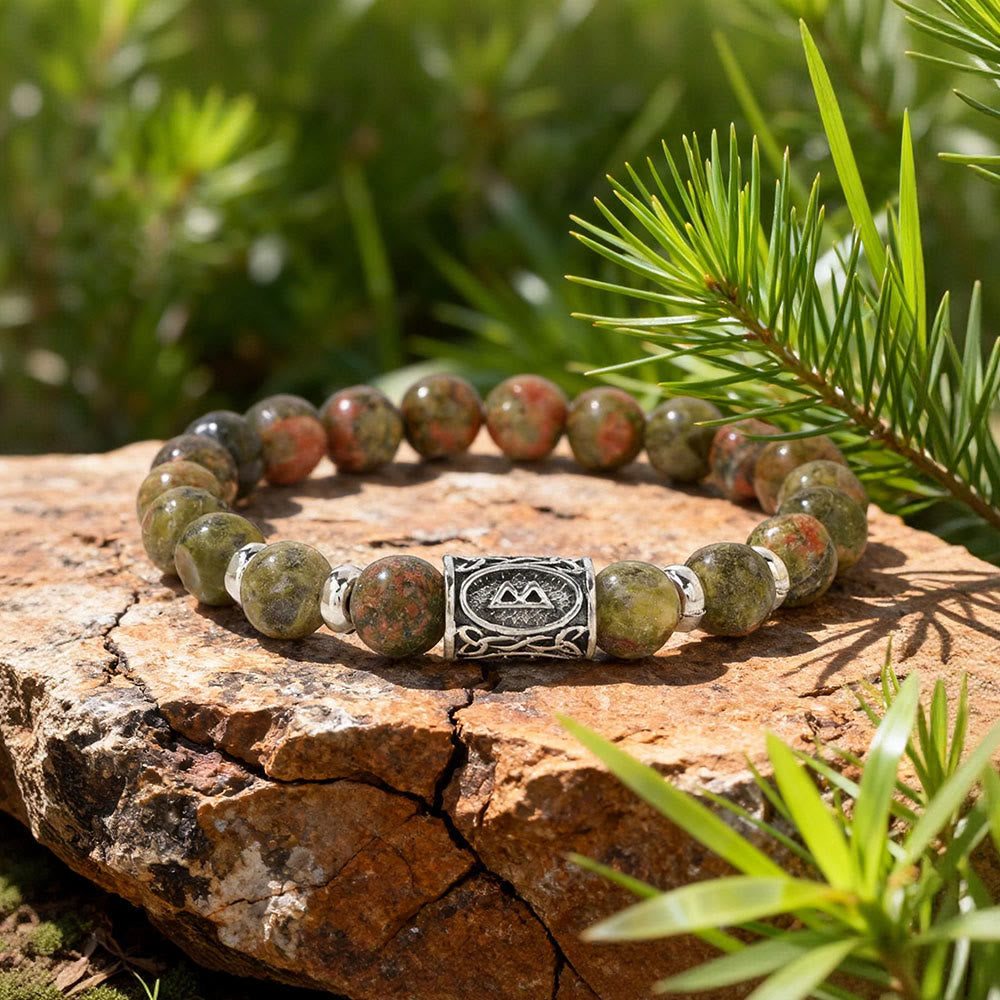 WorldNorse Viking Runes Courage Blessing Crystal Bead Bracelet - Unakit - image 13