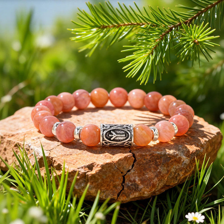 WorldNorse Viking Runes Courage Blessing Crystal Bead Bracelet - Rhodochrosit - image 6