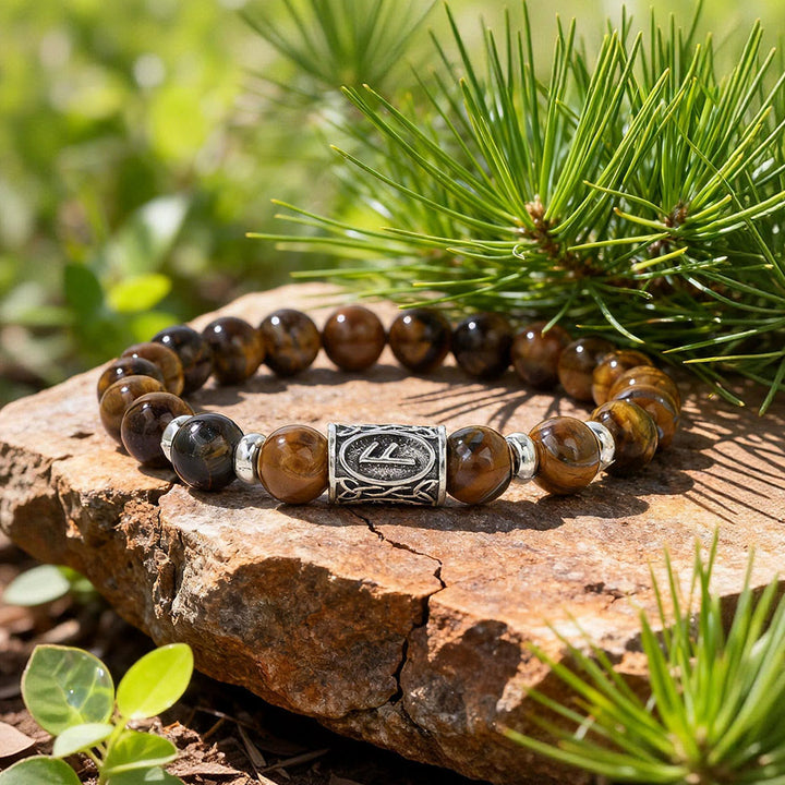 WorldNorse Viking Runes Courage Blessing Crystal Bead Bracelet - Tigerauge - image 2