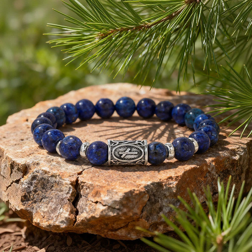 WorldNorse Viking Runes Courage Blessing Crystal Bead Bracelet - Lapislazuli - image 15
