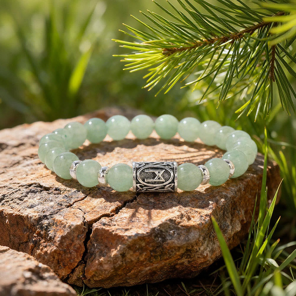 WorldNorse Viking Runes Courage Blessing Crystal Bead Bracelet - Grüner Aventurin - image 8