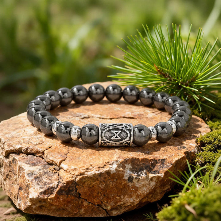WorldNorse Viking Runes Courage Blessing Crystal Bead Bracelet - Hematit - image 12