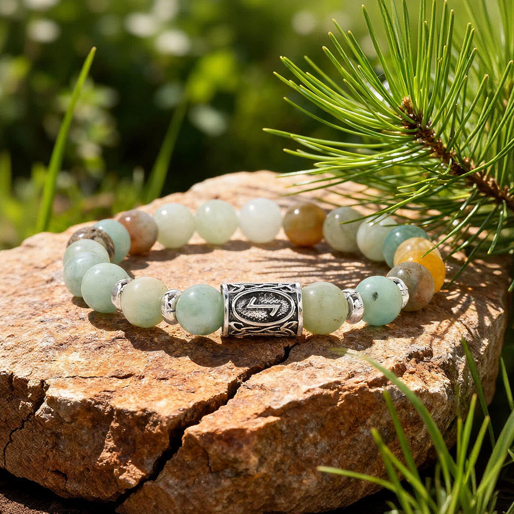 WorldNorse Viking Runes Courage Blessing Crystal Bead Bracelet - Amazonit - image 5