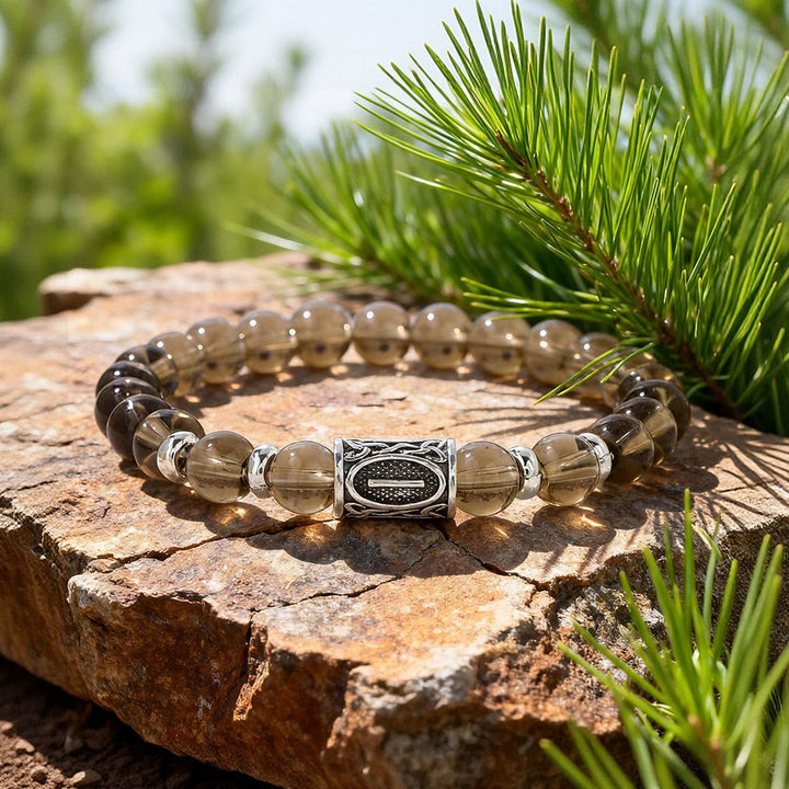 WorldNorse Viking Runes Courage Blessing Crystal Bead Bracelet - Rauchquarz - image 16